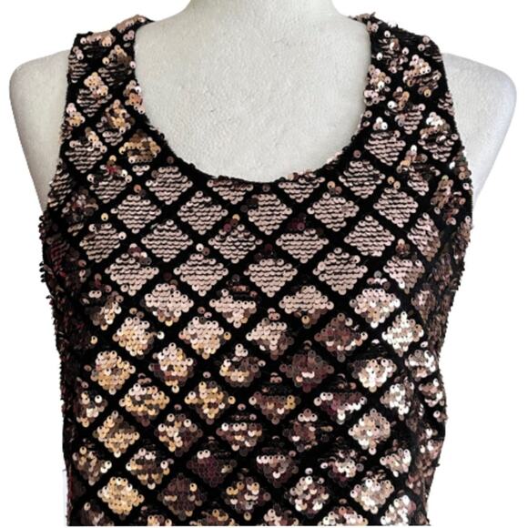 JB by Julie Brown Dress Gold Sequins Diamond Pattern Sleeveless Party Small - Picture 3 of 12